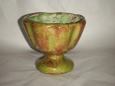 ANTIQUE ROBINSON RANSBOTTOM JARDINIERE PLANT POT 5" OHIO POTTERIES USA GREEN BRW - Image 1 of 4