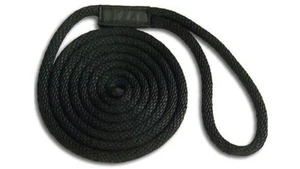 Línea de muelle de nailon trenza sólida - flotadores de 3/8" x 10' / a prueba de decoloración - HECHO EN EE. UU. - NEGRO - Imagen 1 de 1