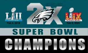 (2) Philadelphia Eagles Super Bowl Champions 5x3 Vinyl Stickers 2X Champs Decals - Picture 1 of 1