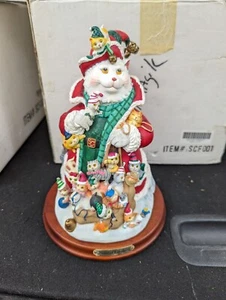 The Danbury Mint: Estatuilla grande de gato Papá Noel - Imagen 1 de 5