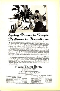 Anuncio impreso de la Oficina de Turismo de Hawái 1930 decoración de arte de pared efímero de colección - Imagen 1 de 1