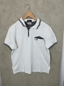 Men's Fred Perry Drakes Polo Shirt Short Sleeve Size L Large White Mod Casual - Picture 1 of 8