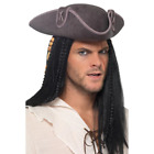 Pirates Deluxe Tricorn Hat Mens Deluxe Pirate Hat Fancy Dress Accessory Suede