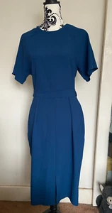 BNWT - OASIS - BELTED DRESS - ELEGANT TEAL BLUE - SIZE 12 - Picture 1 of 7