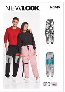 Neu Look Muster 6745 ungeschnittene Cargo Tasche Freizeithose XS-XL Unisex elastisch - Bild 1 von 2
