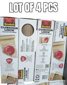 Lot Of 4 Scotch Cushion Lock Protective Wrap, 12" x 30 ft, Brown (MMMPCW1230) - Picture 1 of 7