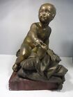 19Th Century  French Bronze Putti On Rouge Marble Base