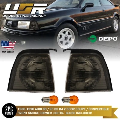 DEPO Pair Smoke Corner Lights Lamps For 1986-1996 Audi 80 / 90 / B3 / B4 2 Door Foto 1 de 4