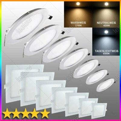 10X/50X LED Panel 3W-24W Einbaustrahler Einbau-Spots ultra-flach Einbau-Leuchte - Bild 1 von 4
