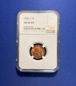 1946 S NGC MS66RD Lincoln Wheat Cent 1c Penny US Mint 1946-S MS-66 RD - Picture 1 of 4