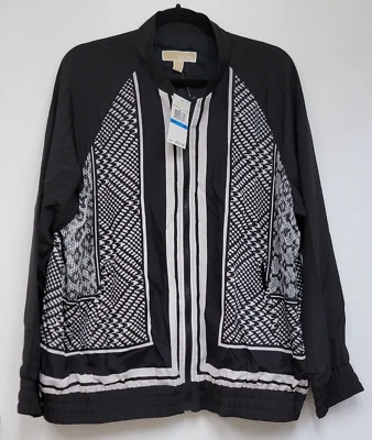 Michael Kors Windbreaker Zip Up Jacket size XL Black & White Leopard Print (NWT) - Image 1 of 4