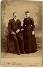 CIRCA 1880'S CABINET CARD Married Couple Victorian  EB LEWIS ANN ARBOR, MI