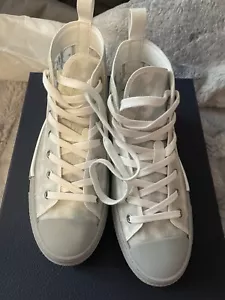 New with COA Dior B23 HIGH-TOP SNEAKER White/Gray Oblique Canvas Size M- B23 - Picture 1 of 14