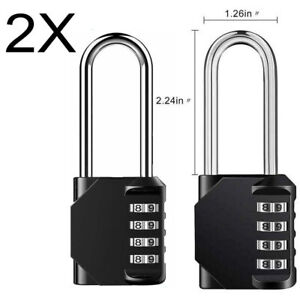 4Pcs Weatherproof Security Padlock Outdoor 4-Digit Combination Lock Silver/Black