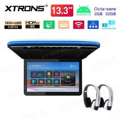 2pcs IR Kopfhörer+13.3" FHD Android Deckenmonitor HDMI 1920*1080 8K Video HDR10+ - Bild 1 von 4