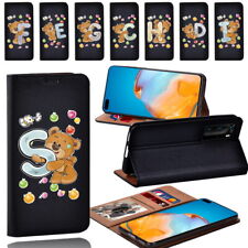 Initial PU Leather Stand Phone case Cover For Samsung Galaxy S8 S9 S10 S20