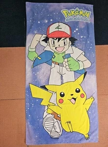 Pokemon Ash Pikachu Telo Mare Bagno 1999 Nintendo Blu Vintage S3b - Foto 1 di 7