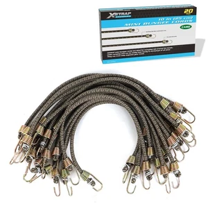 20 Pack Mini Bungee Cords With Hooks, 10 Inch Rubber Stretchy - Picture 1 of 7