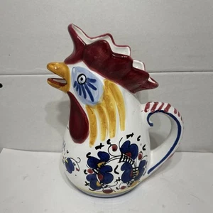 Vintage Italian Made Hand Painted Chicken Rooster Pitcher | Vintage Pottery - Picture 1 of 5