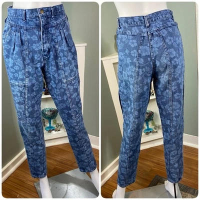 Jeans cargo florales vintage años 80 90 Gitano pierna cónica 27”/28” plisados cintura alta Foto 1 de 4
