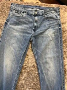 Calvin Klein Jeans Mens 36x32 Blue Dark Wash Cotton Straight Fit Denim - Picture 1 of 9