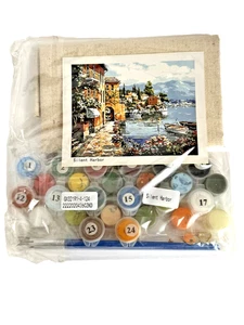 Kit Tela Dipinto Per Numero Adulto Silenzioso Porto Baia Mediterraneo Pennelli Pittura - Foto 1 di 3