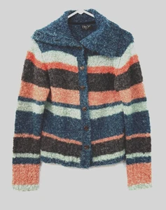 EUC Zilch Amsterdam Wolle/Alpaka Langarm, Kragen Strickjacke Gr. L gestreift - Bild 1 von 5