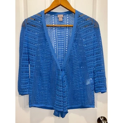 Cárdigan Chicos Talla 1 Tejido Abierto Azul Ligero Manga 3/4 Foto 1 de 4