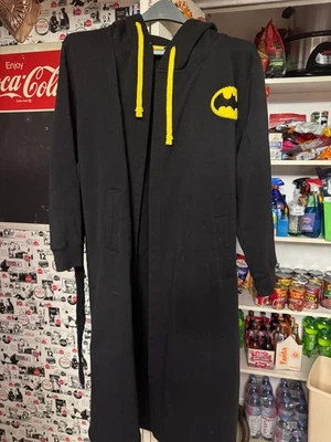 Batman Robe Mens Small Medium Black Hooded DC Comics Fleece Bathrobe Cosplay TV - Image 1 of 2