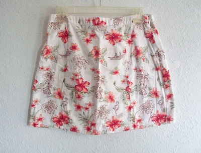 Forever 21 Hibiscus Floral A-Line Hawaiian Print Mini Skirt Juniors Size L - Image 1 of 4