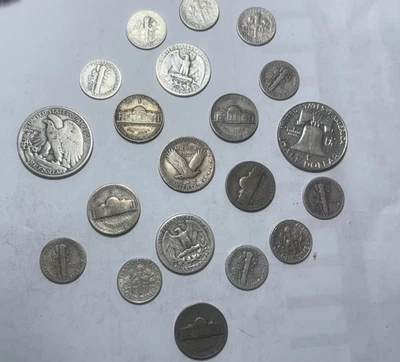 SILVER COIN LOT - (90%) HALVES, QUARTERS, DIMES & War Nickels (35%) -20 Coins... - Image 1 of 4