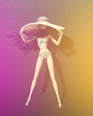 Sombrero de sol de paja de ala ancha hecho a mano 1:6 para Barbie/moda realeza/poppy parker Foto 1 de 4