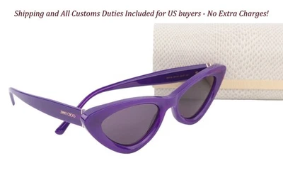 JIMMY CHOO Addy/S 女式太阳镜 OS 紫色有色猫眼休闲 RRP315 欧元 — 第 1/4 张图片