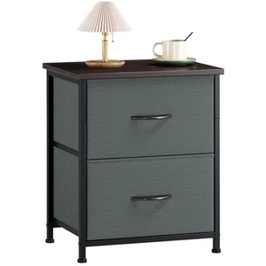Nightstand with 2 Drawers, Bedside Table Small Dresser with Removable Fabric ... - Picture 1 of 8