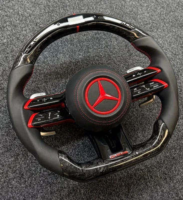 LED Carbon Fiber Steering Wheel Fit Mercedes-Benz CLA AMG Class A C E SLK S 2012 - Image 1 of 3