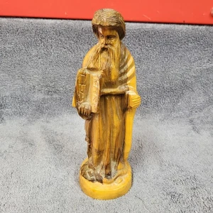 Vintage Hand Carved Wooden Moses Statue Ten Commandments 9" Religious Statue - Picture 1 of 6