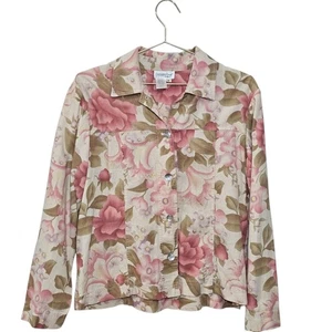 Coldwater Creek Floral Jacket Sz M Linen Lightweight Multicolor  - Picture 1 of 9