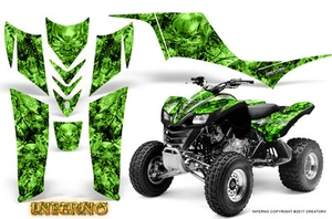 KAWASAKI KFX 700 GRAPHICS KIT CREATORX DECALS INFERNO GREEN BLACK - Bild 1 von 1