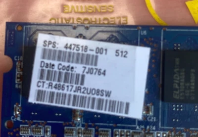 Ramaxel 512MB 1Rx8 PC2-5300S-555 -RMN1150EG38D6F-667-NZ1007050270027216 - Image 1 of 3