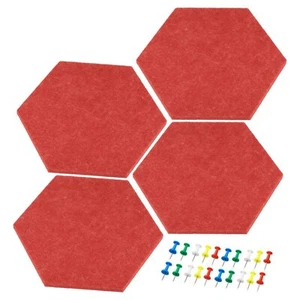 Hexagon Felt Board Tiles 4 Pack Self Adhesive Wall Bulletin Pin Board with Pu... - Picture 1 of 6