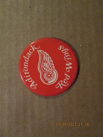 AHL Adirondack Red Wings Vintage Defunct Circa 1990's Team Logo Pinback Button Cover