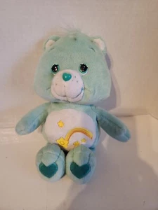 Care Bears Plush 2002 Wish Bear Shooting Stars Mint Green Teal Turquoise Heart - Picture 1 of 5