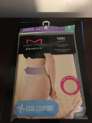 NEW SIZE SMALL  WOMEN MAIDENFORM FLEXEES TAME YOUR TUMMY LACE SHAPING THONG - Image 1 of 4