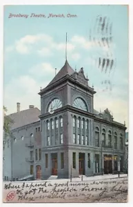 NORWICH CT BROADWAY THEATRE VINTAGE POSTCARD 1907 060722 R - Picture 1 of 2
