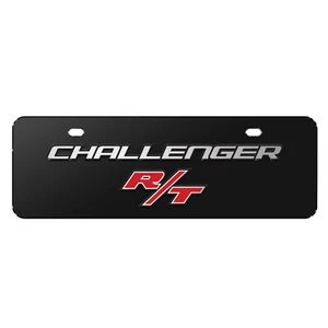 Dodge Challenger R/T 3D Logo schwarz 12"x4" Edelstahl Kennzeichen - Bild 1 von 5