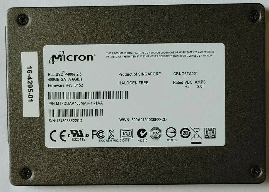 Micron RealSSD P400e 2.5" 400GB SATA III MLC Enterprise SSD Solid State Drive - Image 1 of 1