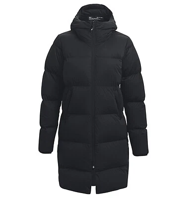 Under Armour Storm Stretch Down 700 Black Quilted Long Puffer Parka Coat Womens - Image 1 of 4