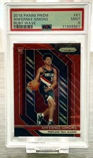 2018 Panini Prizm Anfernee Simons Rookie Card Ruby Wave Prizm #61 / PSA 9