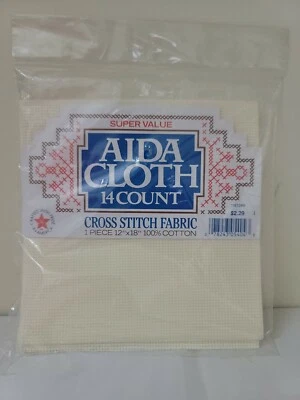 NEW  AIDA Cloth Counted Cross Stitch Fabric 14 Count 12" X 12” IVORY - Image 1 of 2