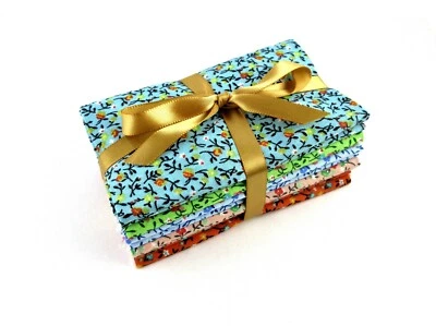 5 Fat Quarters Bundle, Floral Calico, Orange, Pink Green, Blue, And Teal - Image 1 of 4